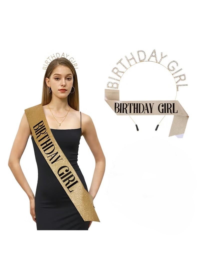 Girl Birthday Sash And Rhinestone Tiara Set - Image 1