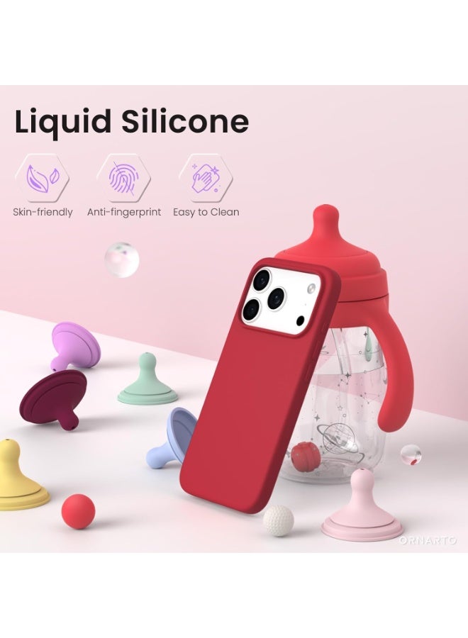 ACLIX Silicone Case Compatible with iPhone 17 Pro, Slim Liquid Silicone Phone Case with Layers of Soft Rubber Shockproof Bumper with TPU Lining | Red - Image 2