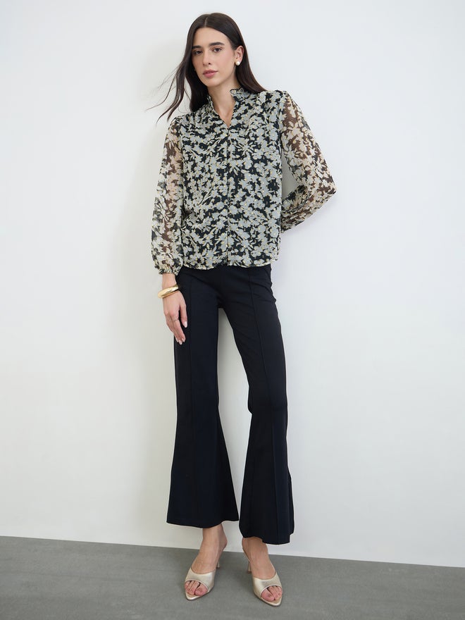 Styli Black Floral Print Sheer Blouse - Image 2