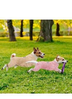 SYOSI Dog Hoodie, Winter Pajamas Warm Fuzzy Puppy 4 Leg Clothes for Chihuahua Onesies Jumpsuit Clothing for Pet Dogs 2 Pack Soft for Cold Weather Pink  Brown, Medium  - Image 2