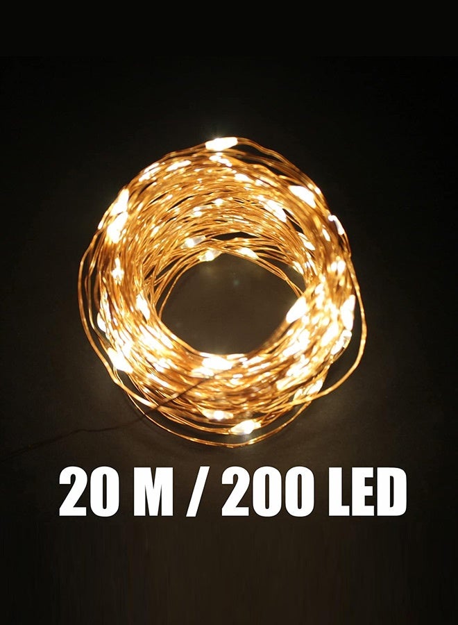 Tersely Fairy Christmas Diwali Ramadan Lights Battery Operated,20M/66ft/200 LED Warm White String Light, Waterproof Battery Case, Indoor Outdoor Lights for Xmas Tree Wedding,Party Events Garden Spring Decoration - Image 2