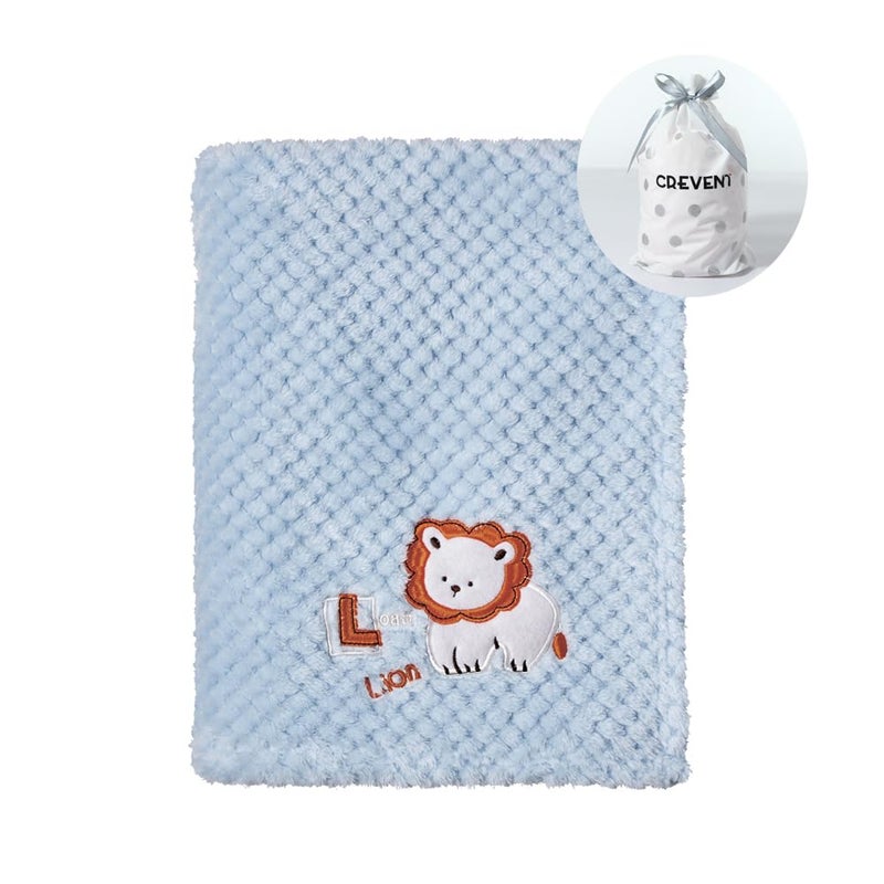 CREVENT 30X40 Cute Cozy Fluffy Warm Baby Blanket for Girls Boys Infants Toddlers Bedding Crib Cot Stroller Baby Shower Birthday Newborns Gift Blue Baby Lion - Image 2