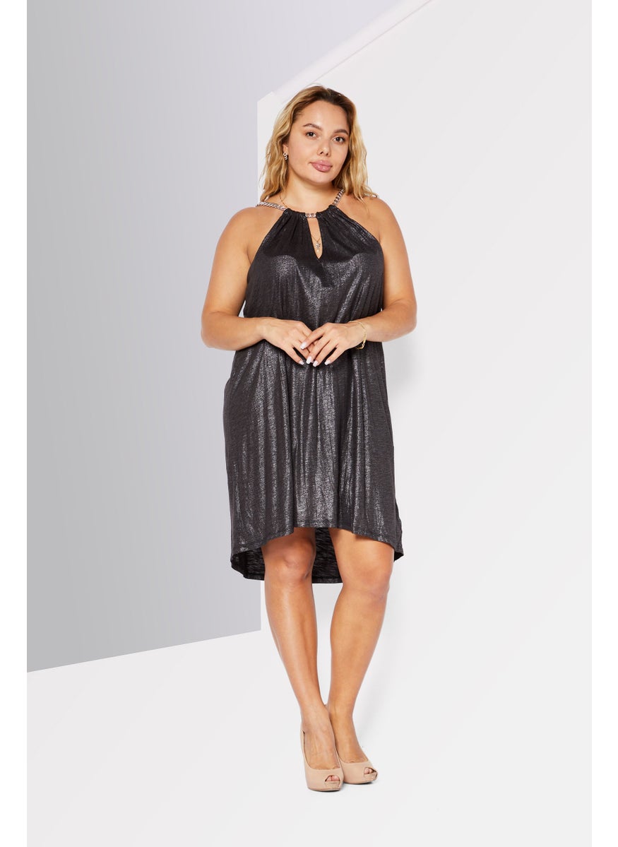Michael Kors Women Textured  Mini Party Dress, Black  - Image 2