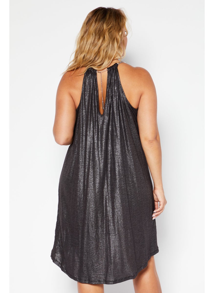 Michael Kors Women Textured  Mini Party Dress, Black  - Image 4