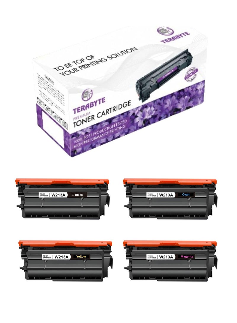Terabyte 213A Toner Cartridge 4 Pack with Chip Compatible for 213A 213X W2130X W2130A Replacement for Color Laserjet Enterprise 5700dn MFP 5800dn 6700 6701dn MFP 6800 6801dn (B C Y M) - Image 1