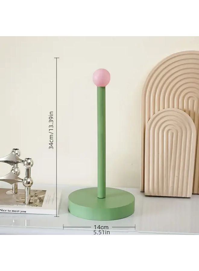 Wooden Tissue Holder With Floral Design And Heart Cutouts Pastel Pink Mint Green Ball Style - Image 3