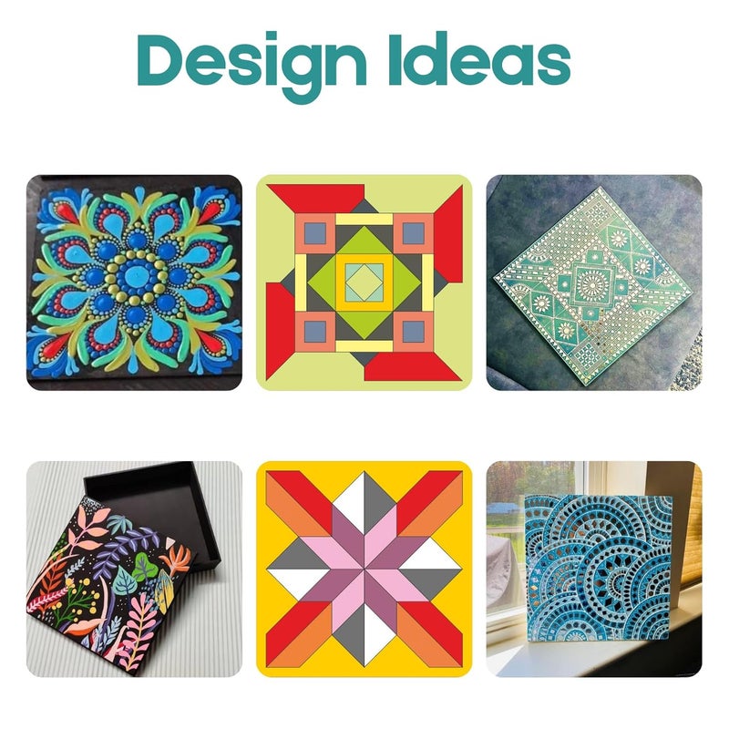 CRAFTICK Plain Square MDF 8-Inch DIY Base for Art & Craft | Set of 8 | Thickness 2.8MM | Premium Unpainted Wooden Square for Painting, Wall Decor, Lippan Art (8 Inch) - Image 3