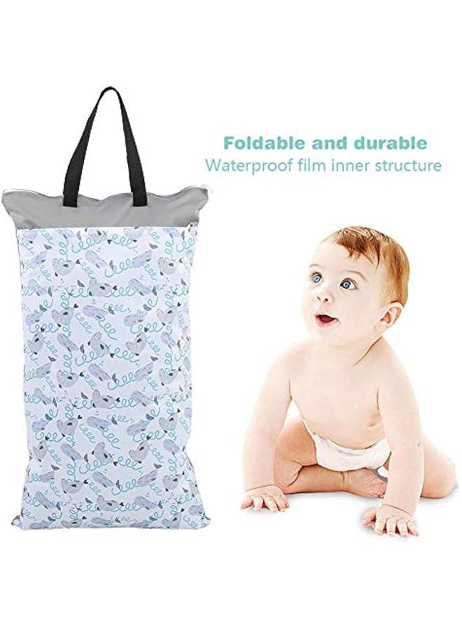 Wet Dry Cloth Diaper Bags, Double Zippers and Double Pockets Large Hanging Reusable Waterproof Wet Pail Bag for Beach Pool Gym Wet Dirty Clothes  - Image 2