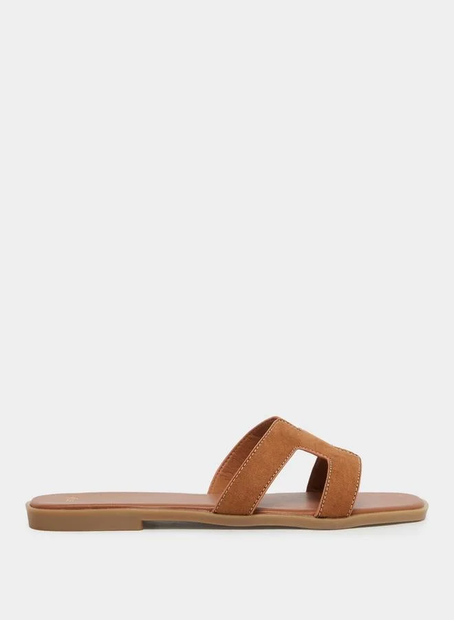 Styli Brown Flat Sandals
