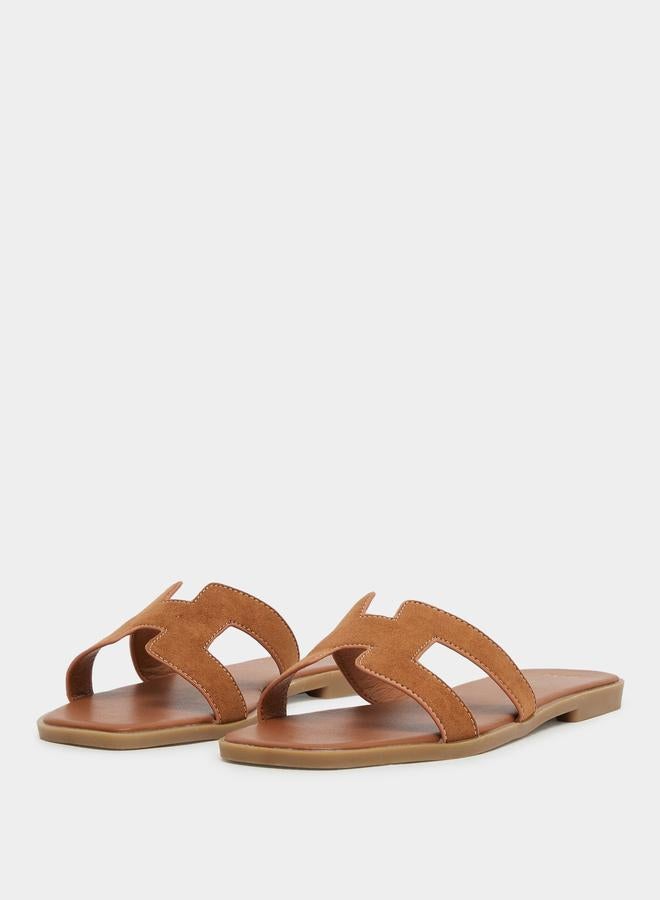 Styli Brown Flat Sandals - Image 3