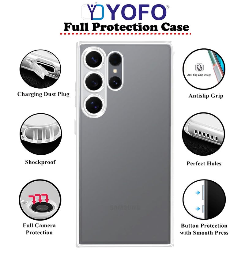 YOFO Silicon Back Cover Case for Samsung S25 Ultra (Transparent) Camera Protection with Dust Plug - Image 2