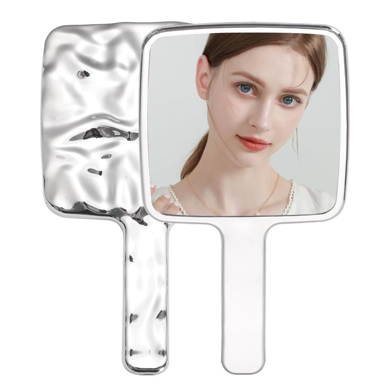 Zikra Handheld Mirror, Water Ripples Hand Mirror with Handle for Make up, Hand held Mirror for Shaving, Travel Men & Women (5 x 9 inches, Medium) - Image 1