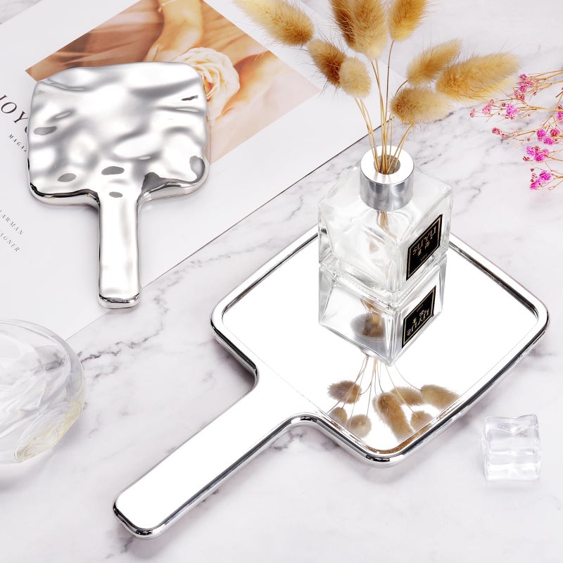 Zikra Handheld Mirror, Water Ripples Hand Mirror with Handle for Make up, Hand held Mirror for Shaving, Travel Men & Women (5 x 9 inches, Medium) - Image 3