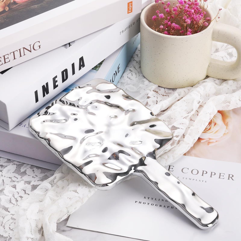 Zikra Handheld Mirror, Water Ripples Hand Mirror with Handle for Make up, Hand held Mirror for Shaving, Travel Men & Women (5 x 9 inches, Medium) - Image 5