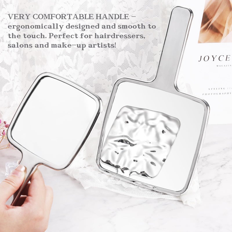 Zikra Handheld Mirror, Water Ripples Hand Mirror with Handle for Make up, Hand held Mirror for Shaving, Travel Men & Women (5 x 9 inches, Medium) - Image 4