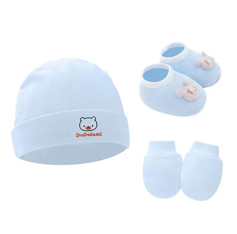 DCELLA Infant Baby Cap, Socks and Gloves Set, Warm Elasticity Knit Winter Ski Cuffed Plain Hats, Socks and Gloves - Image 5