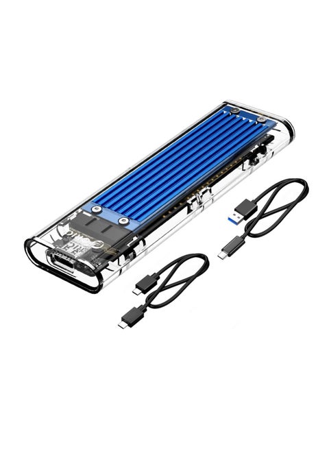 "حاوية M.2 NVMe SATA SSD بدون أدوات، USB 3.1 نوع C 10 جيجابايت في الثانية إلى M.2 SSD لساتا/ذاكرة مستديمة M.2 (M-Key/B+M) SSD، تدعم 2230/2242/2260/2280، حتى 2 تيرابايت – أزرق"