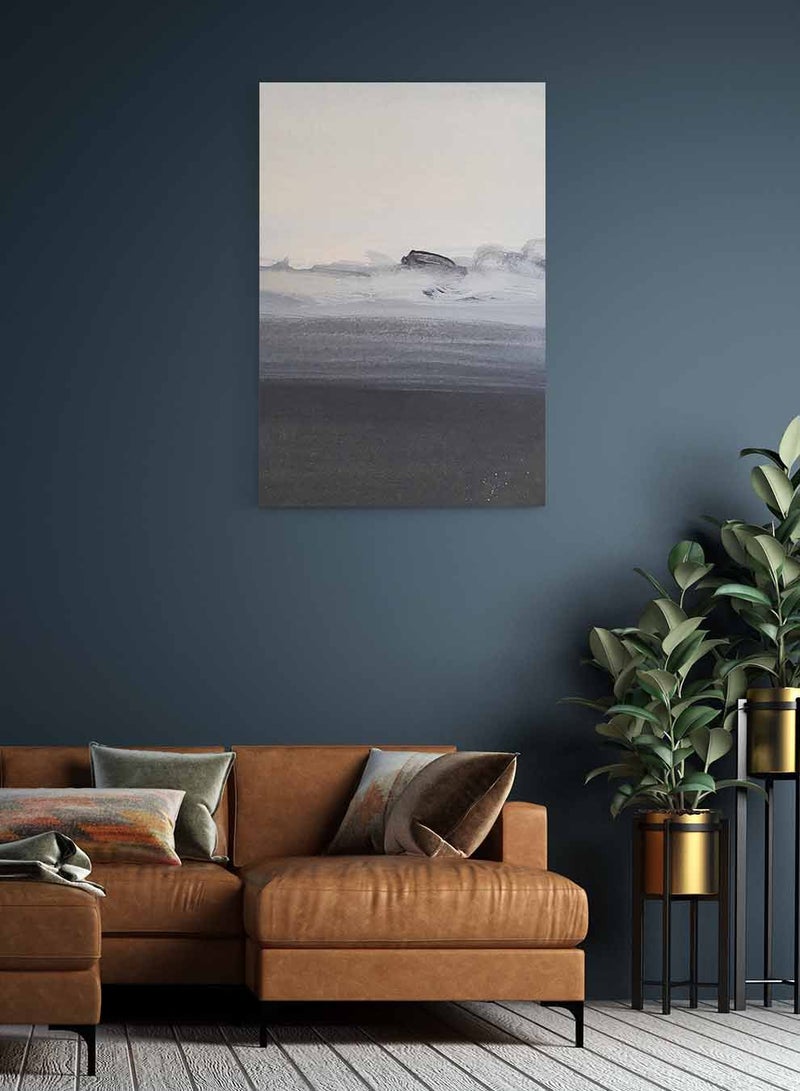 لوحة كانفاس على إطار خشبي، تصميم فن تجريدي لدرجات الرمادي، للمنزل، غرفة المعيشة، المكتب، الديكور - Image 3