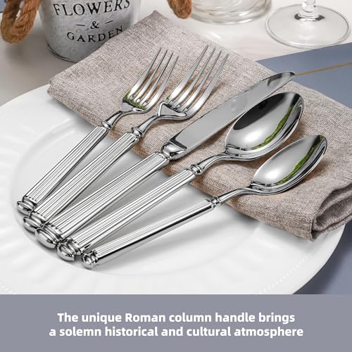 SuperCook 60-Piece 18/10 Heavy Duty Flatware Set for 12, High End Thick Handle Silverware Set, Luxury Forged Design, Dishwasher Safe - Image 3