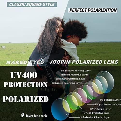 Joopin Square Sunglasses Polarized UV Protection, All Black Shades for Men Women, Oversized Costume Sun Glasses - Image 3
