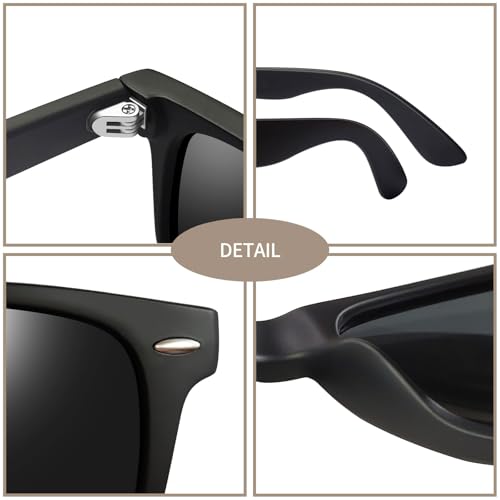 Joopin Square Sunglasses Polarized UV Protection, All Black Shades for Men Women, Oversized Costume Sun Glasses - Image 4