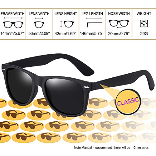 Joopin Square Sunglasses Polarized UV Protection, All Black Shades for Men Women, Oversized Costume Sun Glasses - Image 5