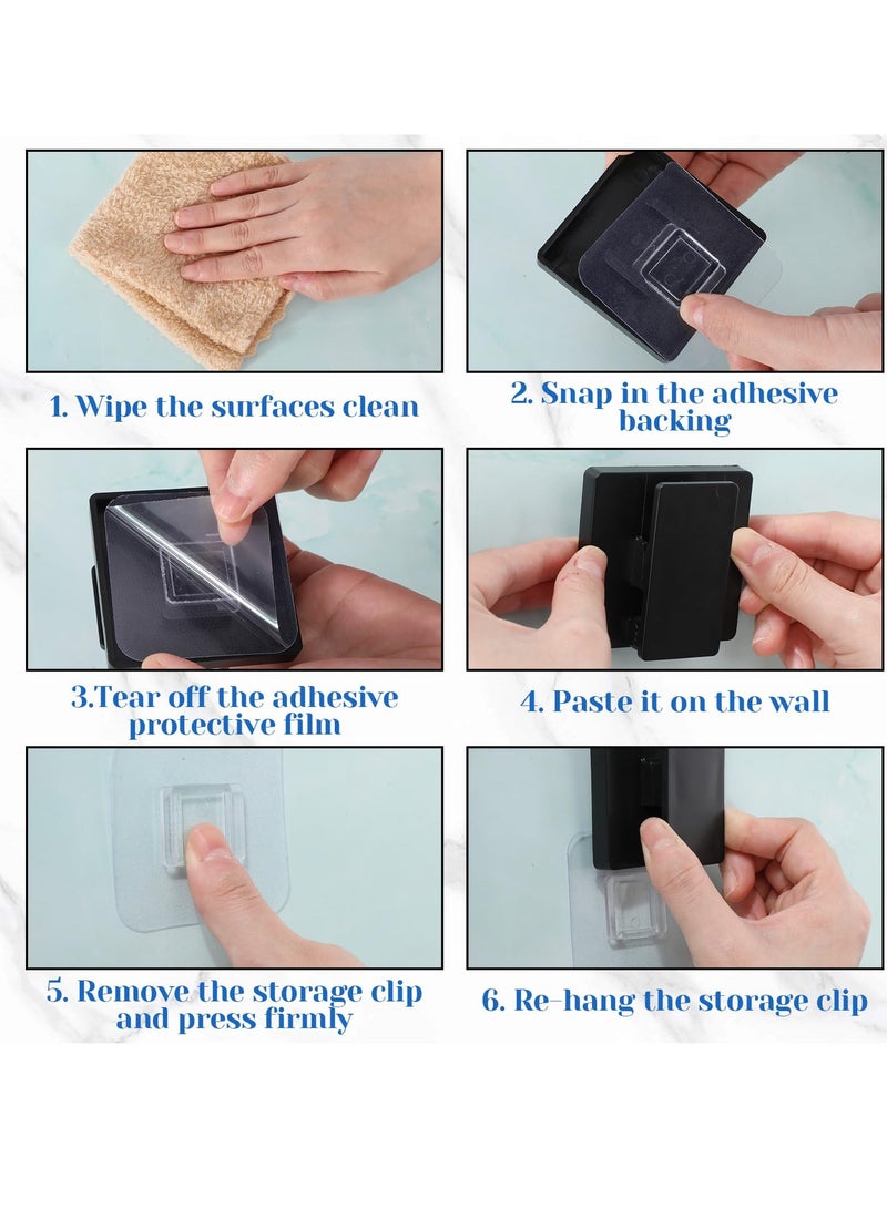 8 قطع مشابك ذاتية اللصق كبيرة الحجم لتعليق المنسوجات الجدارية، لا تحتاج إلى حفر، حامل مناشف، خطافات أعلام زنبركية قابلة للتعديل 15 مم للحمام والمطبخ والمكتب والفندق - Image 2