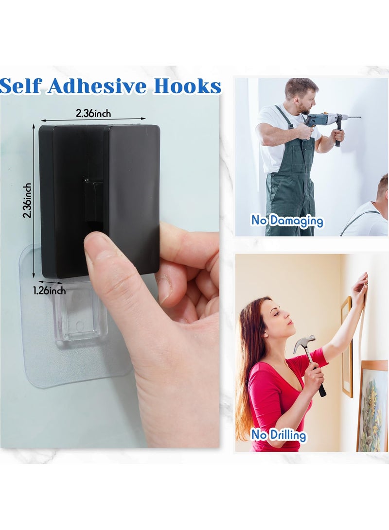 8 قطع مشابك ذاتية اللصق كبيرة الحجم لتعليق المنسوجات الجدارية، لا تحتاج إلى حفر، حامل مناشف، خطافات أعلام زنبركية قابلة للتعديل 15 مم للحمام والمطبخ والمكتب والفندق - Image 5