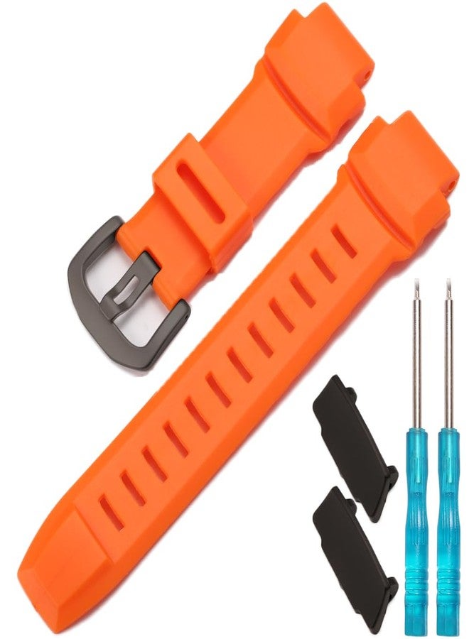 MCXGL Silicone Watchband Compatible with Casio PRG 250 260 500 550 PRW 2500 3500 5000 Men's Watch Strap 18mm Waterproof Replacement Rubber Bracelet (Orange black buckle) - Image 1