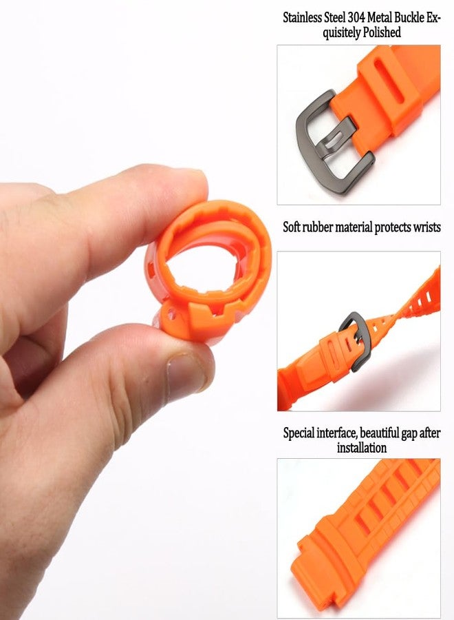 MCXGL Silicone Watchband Compatible with Casio PRG 250 260 500 550 PRW 2500 3500 5000 Men's Watch Strap 18mm Waterproof Replacement Rubber Bracelet (Orange black buckle) - Image 4