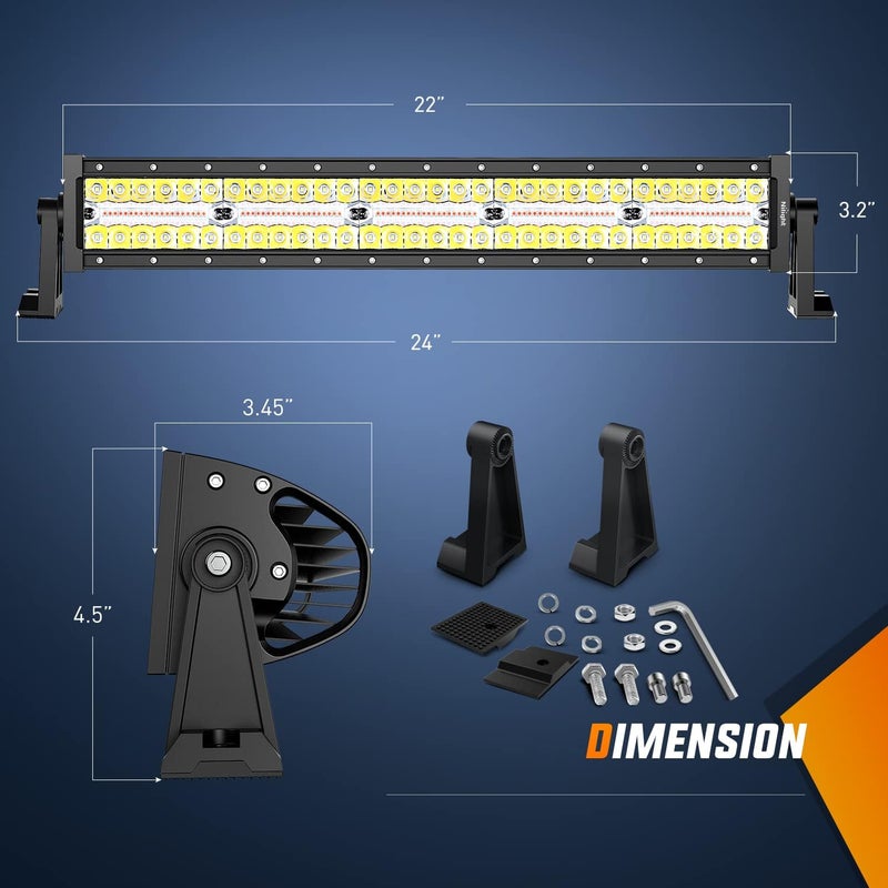 Nilight 22Inch 480W LED Light Bar Spot Flood Amber White Strobe 6 Modes Memory Function Reset Function Off-Road Truck Car ATV SUV Cabin Boat with 16AWG Wiring Harness Kit-1 Lead, 2 Years Warrant - Image 2