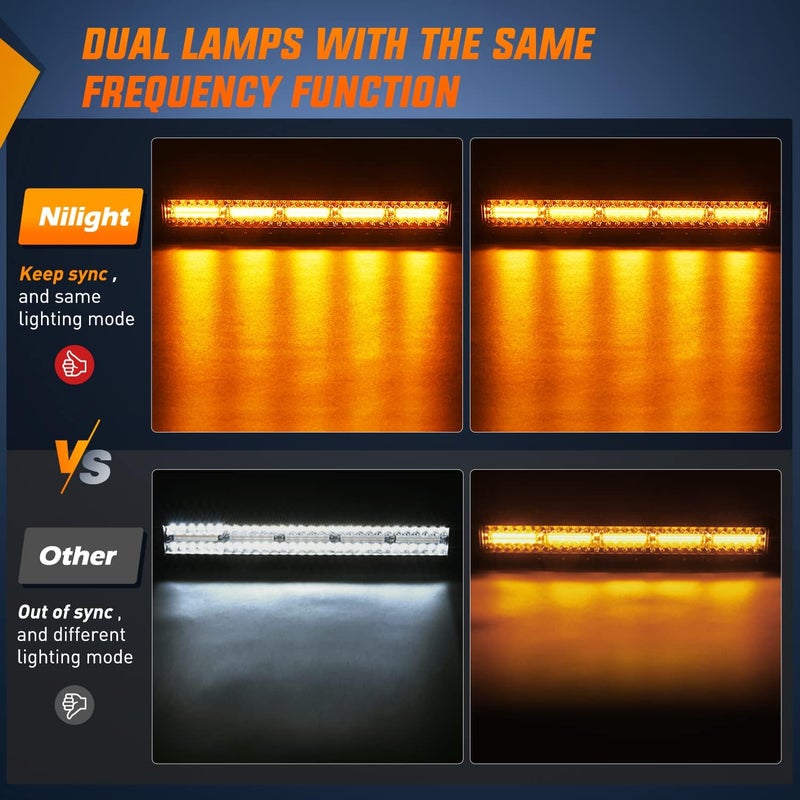 Nilight 22Inch 480W LED Light Bar Spot Flood Amber White Strobe 6 Modes Memory Function Reset Function Off-Road Truck Car ATV SUV Cabin Boat with 16AWG Wiring Harness Kit-1 Lead, 2 Years Warrant - Image 4