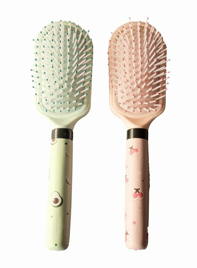 Tiamo Printed cute oval paddle hair brush set of 2 for men and women for hair styling and hair growth - Image 1