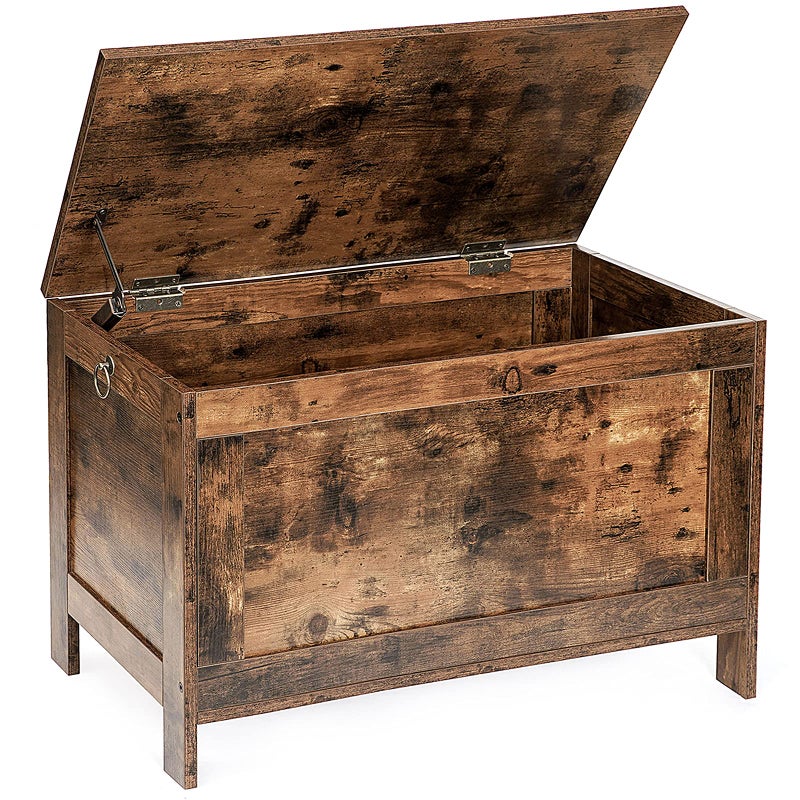 HOOBRO HOOBRO Toy Box Retro Wooden Look Storage Chest with Safety Hinge Entryway Storage Bench Supports 220 lb 299 x 157 x 189 Inches Toy Chest Organizer Easy Assembly Rustic Brown BF75CW01G1 