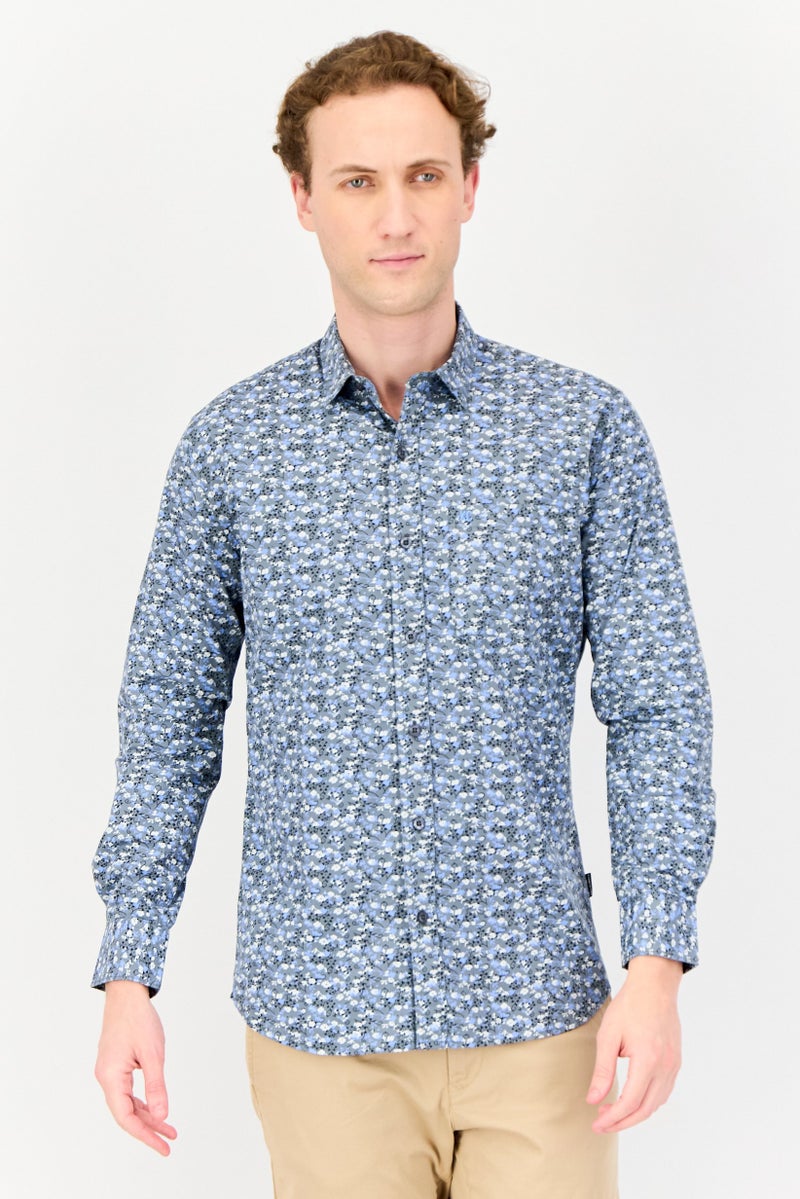 Kenneth Cole Men Regular Fit Floral Print Long Sleeves Casual Shirt, Multicolor  - Image 1