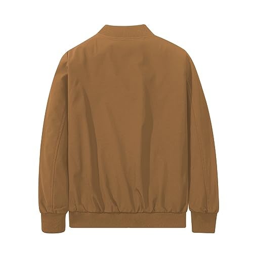 XiaoYouYu Men's Bomber Jacket Fashion Stylish Lightweight Windbreaker Spring Fall Casual Jackets for Men Coffee Large - Image 2