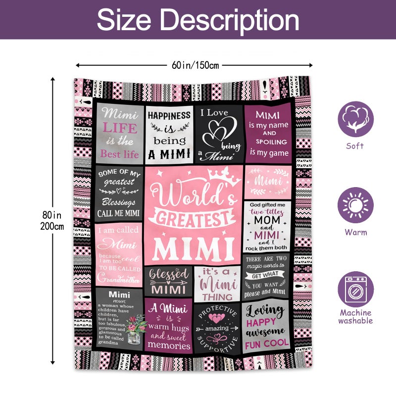 Ruvinzo Ruvinzo Mimi Gifts  Mimi Gifts for Grandma  Grandma Birthday Gifts  Great Grandma Gifts for Mimi Grandma  Nana Gifts for Grandma  Grandmother Gift Ideas  Mimi Mothers Day Gigi Gift Blanket 80  x 60  - Image 3