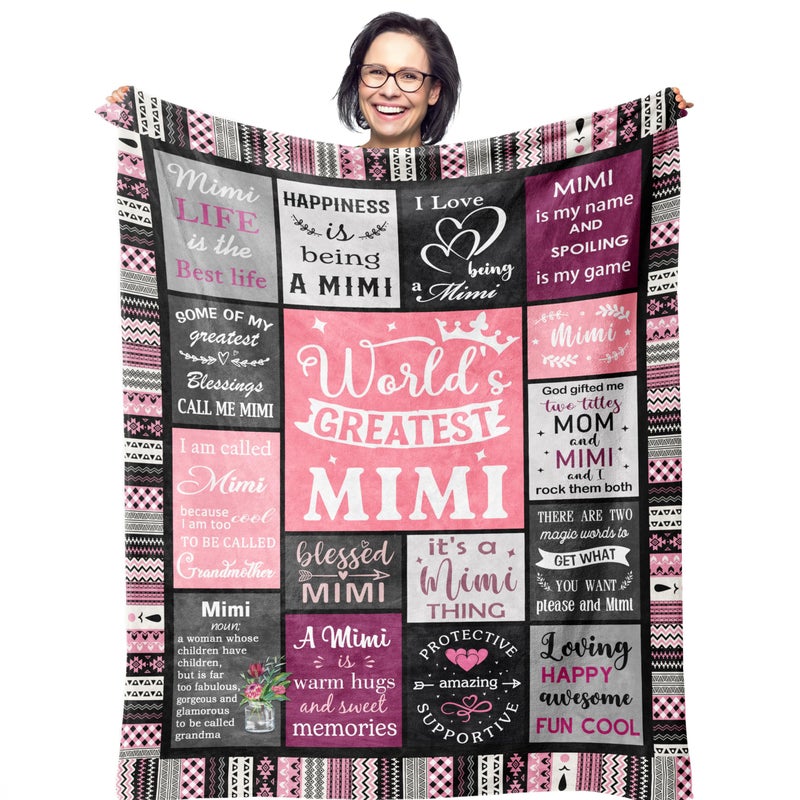 Ruvinzo Ruvinzo Mimi Gifts  Mimi Gifts for Grandma  Grandma Birthday Gifts  Great Grandma Gifts for Mimi Grandma  Nana Gifts for Grandma  Grandmother Gift Ideas  Mimi Mothers Day Gigi Gift Blanket 80  x 60  - Image 1