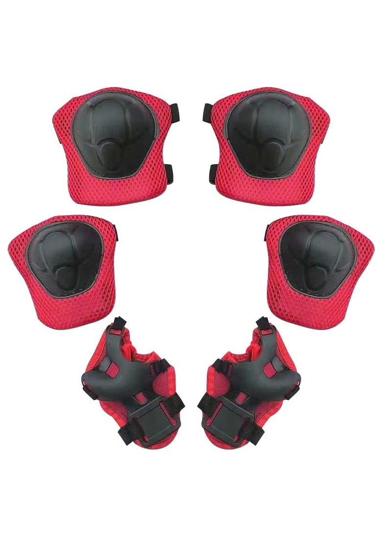 Generic 6 Pieces/Set Kids Protective Gear Sports Wrist Elbow Knee Pads for Skating Skateboard Biking, Red  - Image 1
