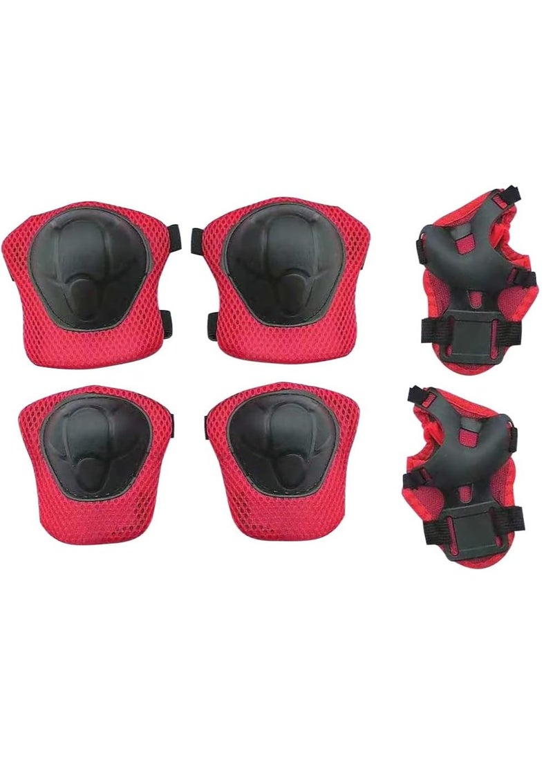 Generic 6 Pieces/Set Kids Protective Gear Sports Wrist Elbow Knee Pads for Skating Skateboard Biking, Red  - Image 2