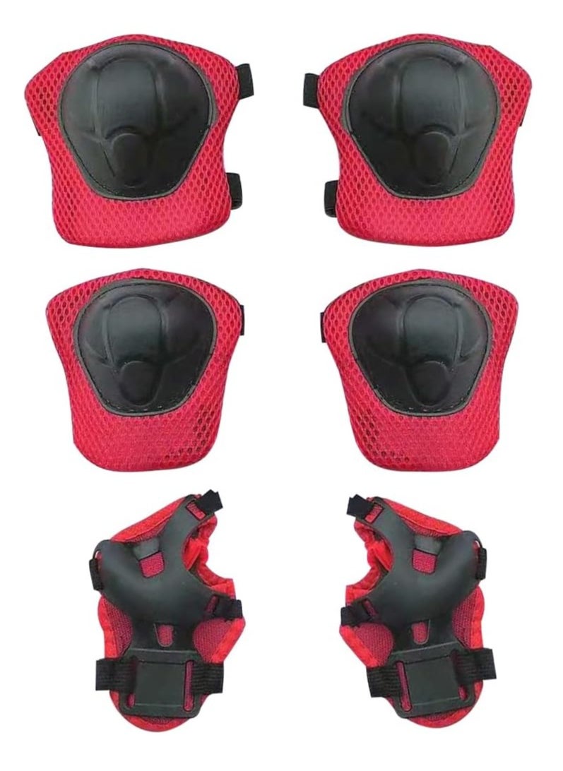Generic 6 Pieces/Set Kids Protective Gear Sports Wrist Elbow Knee Pads for Skating Skateboard Biking, Red  - Image 3