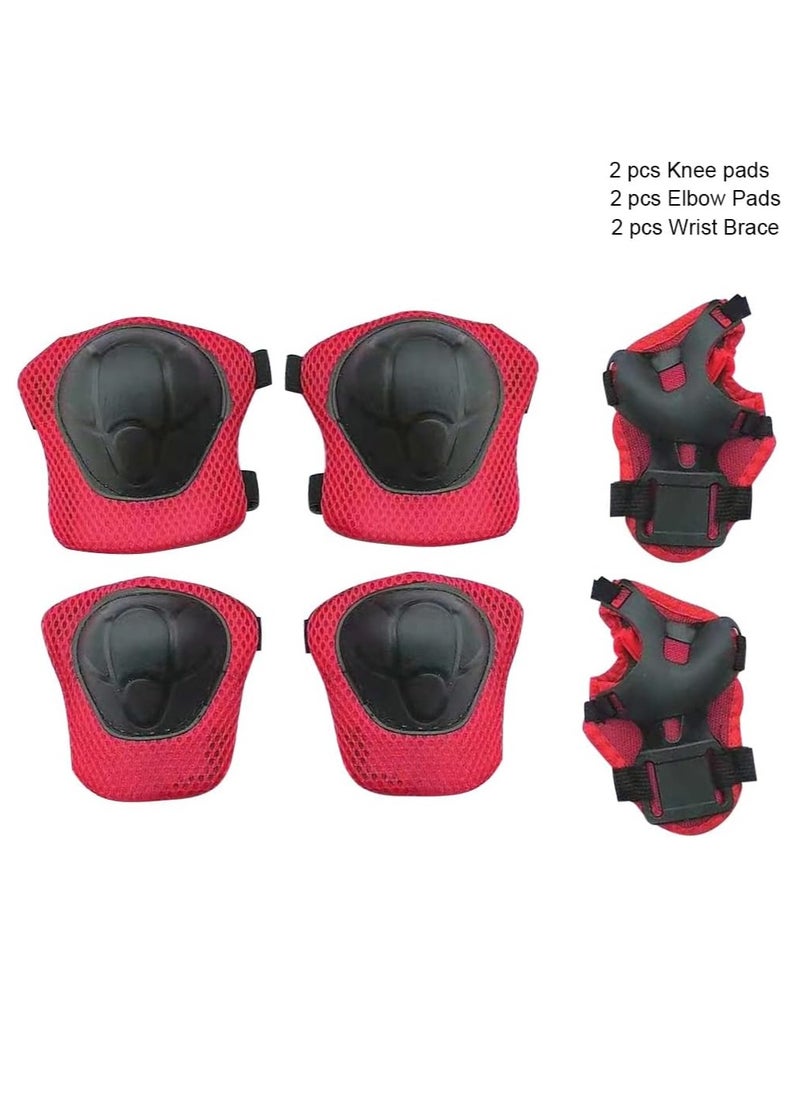 Generic 6 Pieces/Set Kids Protective Gear Sports Wrist Elbow Knee Pads for Skating Skateboard Biking, Red  - Image 4