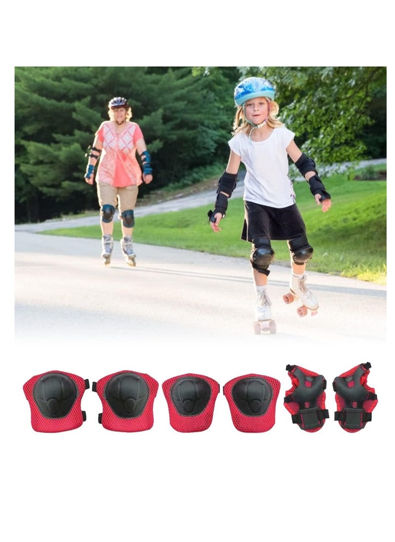 Generic 6 Pieces/Set Kids Protective Gear Sports Wrist Elbow Knee Pads for Skating Skateboard Biking, Red  - Image 5