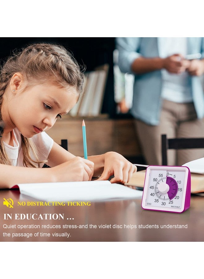 Secura 60-Minute Visual Timer, Classroom Timer, Countdown Timer for Kids and Adults, Time Management Tool for Teaching (Violet & Violet) - Image 4