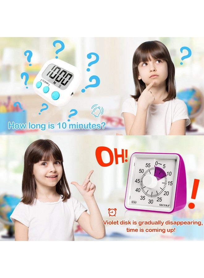 Secura 60-Minute Visual Timer, Classroom Timer, Countdown Timer for Kids and Adults, Time Management Tool for Teaching (Violet & Violet) - Image 3