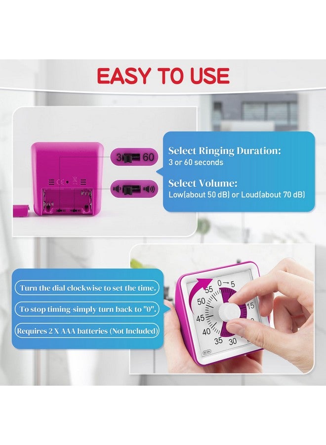 Secura 60-Minute Visual Timer, Classroom Timer, Countdown Timer for Kids and Adults, Time Management Tool for Teaching (Violet & Violet) - Image 2
