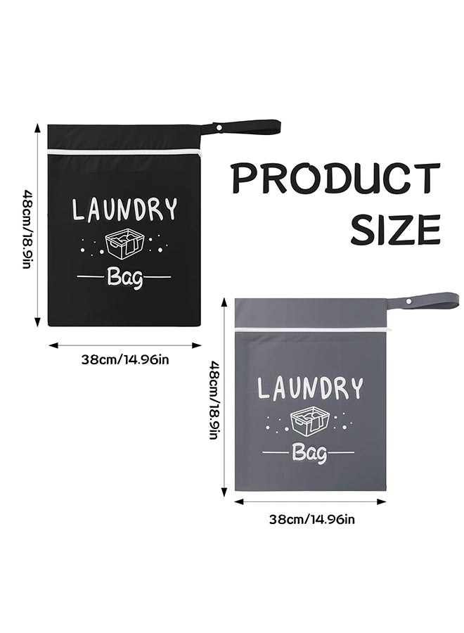 2 Pcs Portable Large Travel Laundry Bag with Zipper, Black & Gray Laundry Bags for Home, Travel, Holiday, Camping, Caravan & Dormitory - Image 2