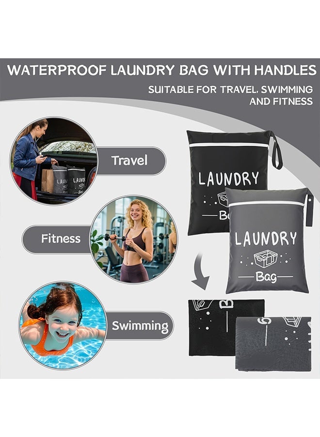 2 Pcs Portable Large Travel Laundry Bag with Zipper, Black & Gray Laundry Bags for Home, Travel, Holiday, Camping, Caravan & Dormitory - Image 4