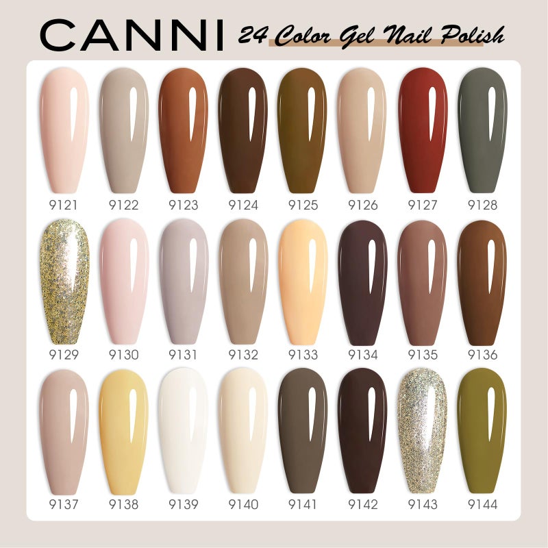 CANNI 30Pcs 9ML Hema-free Gel Nail Polish Set,Nude Brown Red Glitter Gold Gel Polish Kit Soak Off LED Nail Gel Polish Set Nail Art Starter Manicure Salon DIY at Home - Image 3