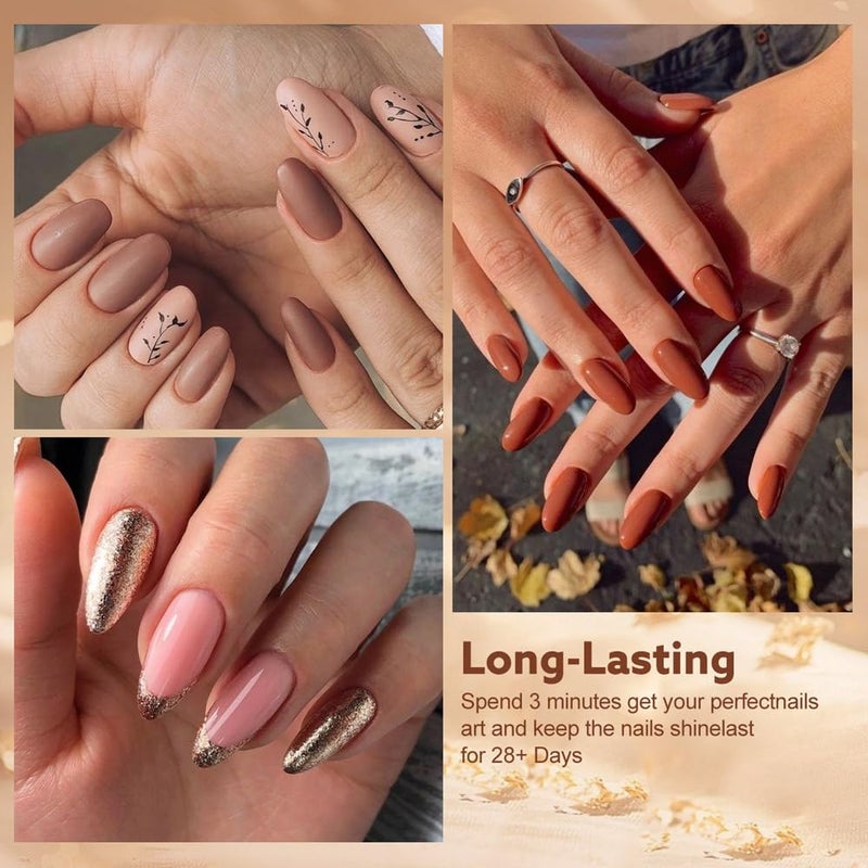 CANNI 30Pcs 9ML Hema-free Gel Nail Polish Set,Nude Brown Red Glitter Gold Gel Polish Kit Soak Off LED Nail Gel Polish Set Nail Art Starter Manicure Salon DIY at Home - Image 5